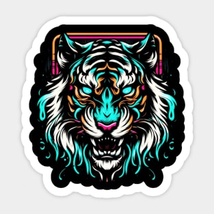 Neon Colored Tiger Sticker